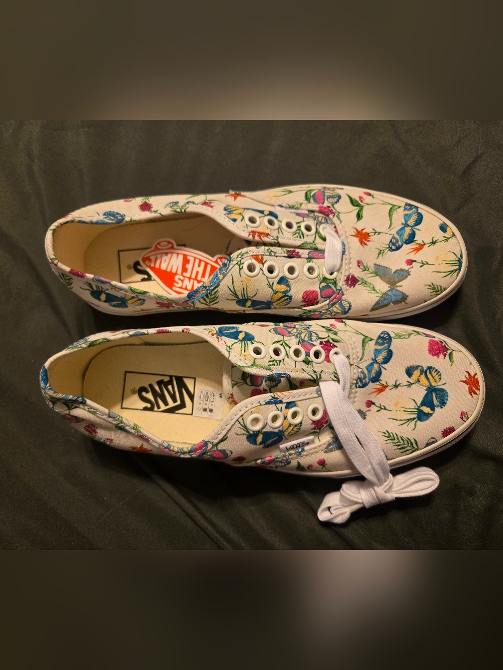 Vans Authentic Floral Butterfly Canvas Sneakers - White
